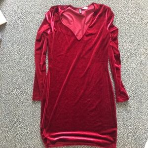 Crushed red velvet dress
